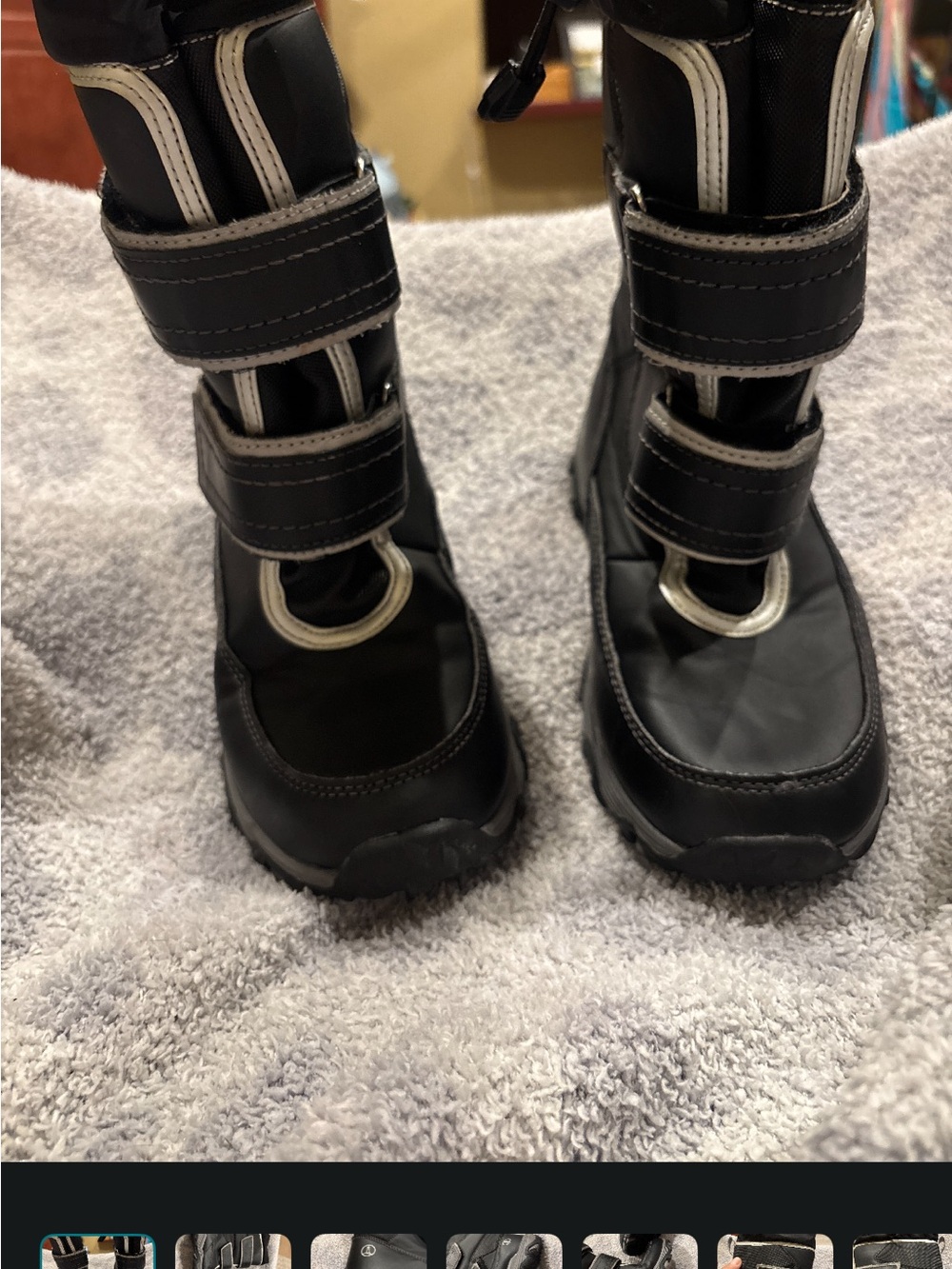 Land’s End Kids Black Winter insulated snow Boots with Reflective Trim